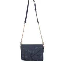 Ja, JA Embroidered Faux Suede Crossbody -Parker And Hyde shop 14326 u navy
