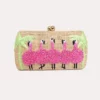 Serpui Marie Flamingo Straw Clutch