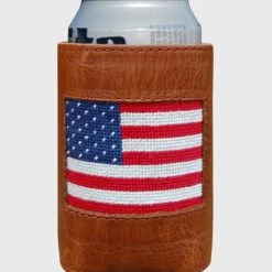 Smathers & Branson American Flag Needlepoint Can Cooler