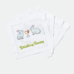 August Morgan Drinking Bunny Cocktail Napkin Set