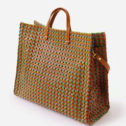 Clare V. Simple Tote Bag -Parker And Hyde shop HB TT ST 100122xNATURALWMULTIRATTANxAlt2 68337419