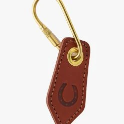 H Barnes And Co Keystone Horseshoe Chestnut English Bridle Leather Key Fob