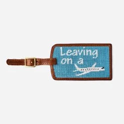 Smathers & Branson Leaving On A Plane Needlepoint Luggage Tag