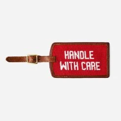 Smathers & Branson Handle With Care Needlepoint Luggage Tag