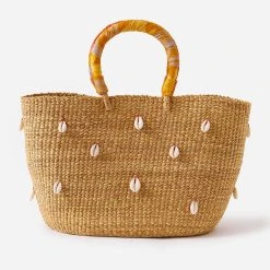 Indego Africa Cowrie Bolga Tote -Parker And Hyde shop MW201xNATURALORANGExAlt3 61921304