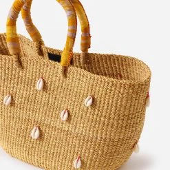 Indego Africa Cowrie Bolga Tote -Parker And Hyde shop MW201xNATURALORANGExAlt3 61921332