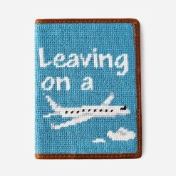 Smathers & Branson Leaving On A Plane Needlepoint Passport Case