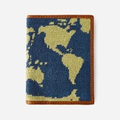 Smathers & Branson World Map Needlepoint Passport Case