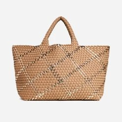 Naghedi Women's St. Barths Large Plaid Tote -Parker And Hyde shop SN0124xBROWNSUGARxPrimary 71101696