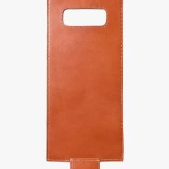 H BARNES AND CO H. Barnes And Co. Wine Bottle Tote Chestnut English Bridle Leather