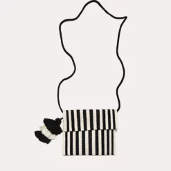 Pais Textil Ande Striped Tassel Clutch -Parker And Hyde shop ancl 24 black whitealt1