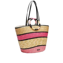 Rebecca Minkoff Straw Tote -Parker And Hyde shop hs18nwst28 pinkmultialt1