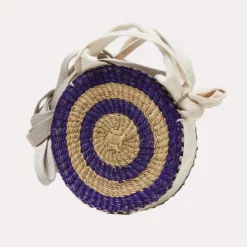 Muun Rosa Motif Round Bag -Parker And Hyde shop rosm cot lecec nat lilac ecruhdl ecrualt1