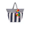 Jadetribe Valerie Wide Stripe Pom Tassel Tote